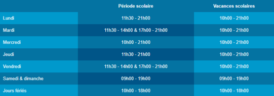 Horaires piscine AquaZena Fort d'Issy