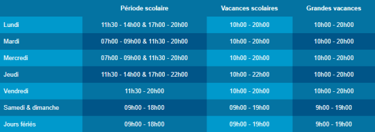 Horaires piscine Sevestre