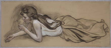 Jeune fille allongée, étude pour La Vie, de Victor Prouvé.